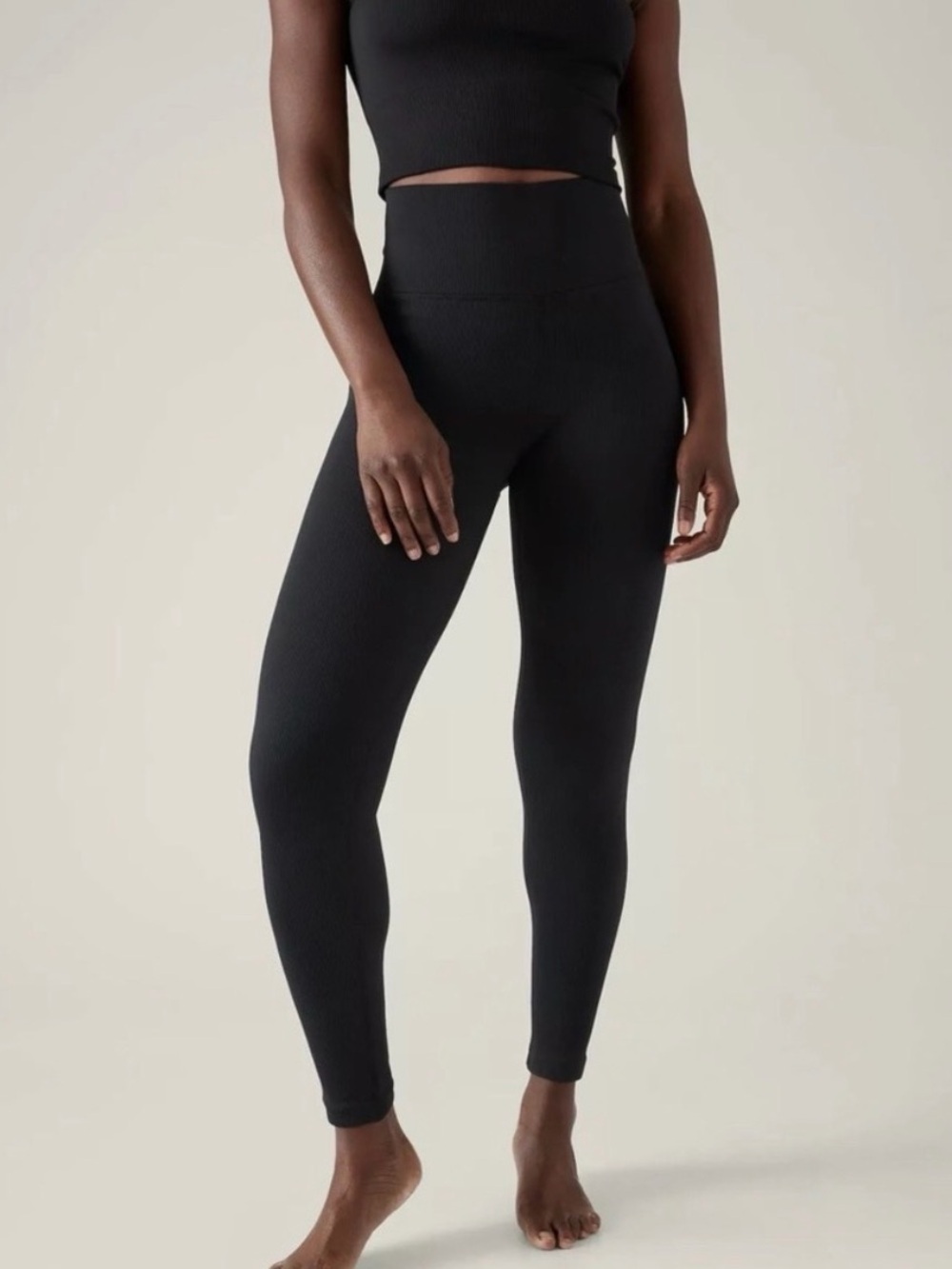 Athleta Aurora Seamless Tight Women’s Size M Black Knit Ribbed Leggings